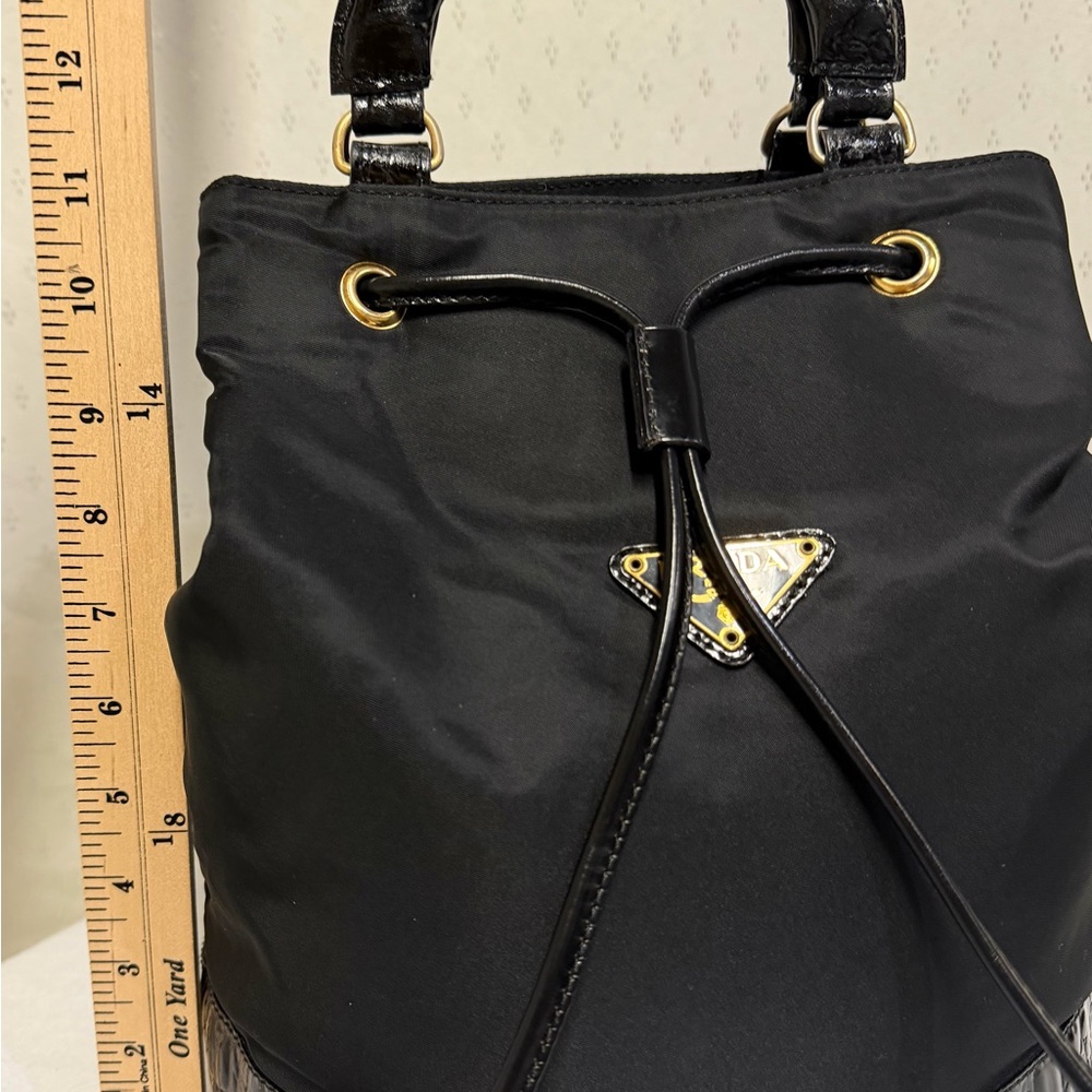 Authentic Prada Black Nylon Drawstring Bucket Han… - image 13